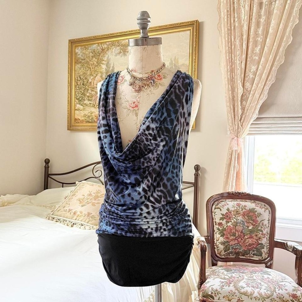 leopard mini dress  Y2K True Light blue leopard mini dress size medium